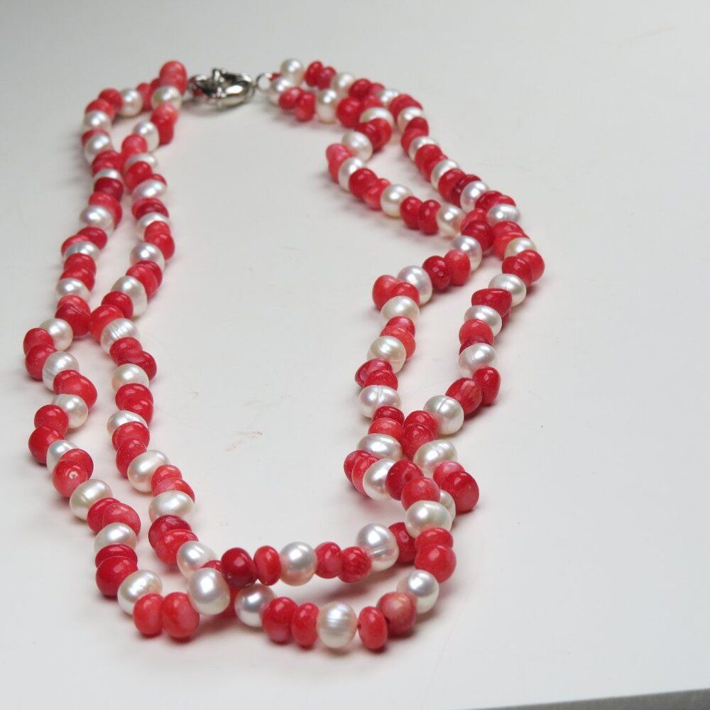 Coral Necklace  with fresh water pearl